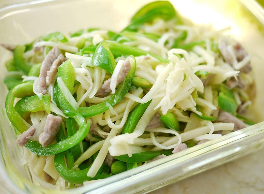 青椒茭白肉絲